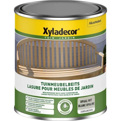 Afbeelding van Xyladecor Tuinmeubelbeits Opaal Wit 1 Liter