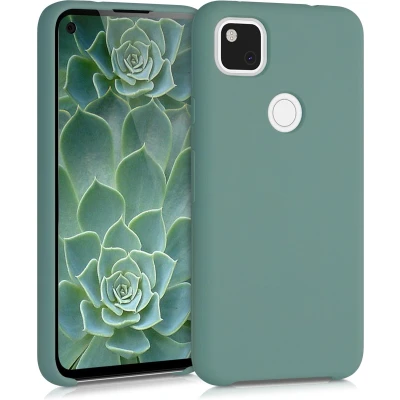 Afbeelding van kwmobile telefoonhoesje geschikt voor Google Pixel 4a Hoesje met siliconen coating Smartphone case in dennengroen