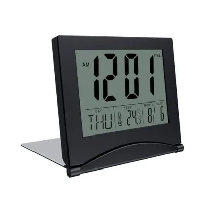 Afbeelding van MMOBIEL Digitale Klok LCD Reiswekker Opvouwbaar Bureau Wekker Digitaal met Temperatuur en Datum Aanduiding Kalenderklok op Batterijen Zwart