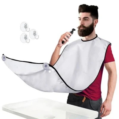 Afbeelding van Beard Shaving Catcher Slabbetje De slimme manier om te scheren Baard trimschort &amp; scheerkap Perfect verzorgingscadeau of verjaardagscadeau voor mannen by Mobi Lock