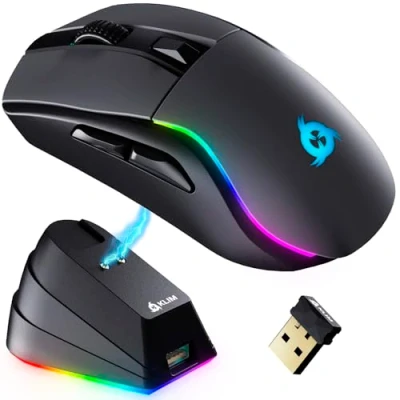 Afbeelding van KLIM Blaze Y RGB oplaadbare draadloze gamingmuis met oplaadstation Zeer nauwkeurige sensor en langdurige batterij Tot 6000 DPI Geweldige pc bedrade muis voor