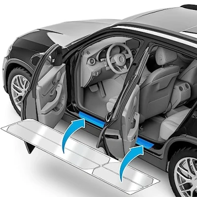 Afbeelding van uProtect Auto Instaplijstbescherming voor Skoda Enyaq iV 5A I 2021 2024 Beschermfolie, autodeur, accessoires, sierlijsten, lakbeschermingsfolie, transparant