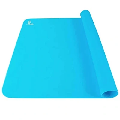 Afbeelding van SUPER KITCHEN Antiaanbak Bakmat, Rolling Gebak Bakmatten, Siliconen Deegmat, Placemat, Aanrecht Beschermer, Knutselmat, Siliconenmat voor Fondant, Brood, Pizza,Taart, Epoxy, BPA vrij (Blauw, 60x40 cm)