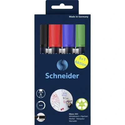 Afbeelding van Schneider Schreibgeräte Whiteboard Marker Maxx 293 4er Set sortiert, 3+1 Aktion 129384 Whiteboardmarker 1 stuk(s)