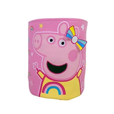 Afbeelding van Character World Peppa Pig Officiële opbergbak, Bowstar Design, speelgoeddoos, wasmand, organizer voor kinderkamer, speelkamer, 38 x 31 cm, katoenen canvas
