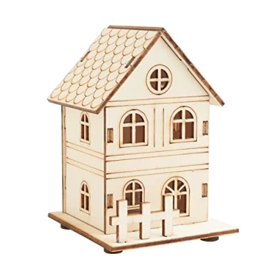Afbeelding van VBS Houten bouwpakket &quot;Huis met omheining&quot; incl. LED