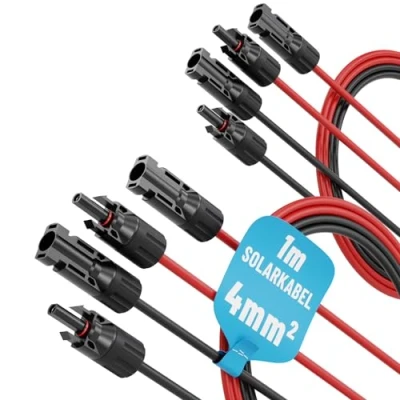 Afbeelding van ABSINA 4 x 1 meter zonnekabel mm2 H1Z2Z2 K zwart en rood PVC kabel UV bestendig zonne mm2, PV kabel, fotovoltaïsche montageaccessoires, mm²