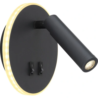 Afbeelding van Globo wandlamp Many zwart metaal 14,6 cm ingebouwde LED module 78405S