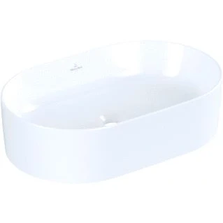 Afbeelding van Villeroy &amp; Boch Collaro opzetwastafel ovaal wit ceramic+ (56 x 36 cm)