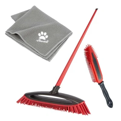 Afbeelding van Vileda Pet Pro Complete set, box met Always Clean bezem, elektrostatische stofferingsborstel en microvezel handdoek XL, dierenreiniging, huisdier afdrogen, voor elk oppervlak