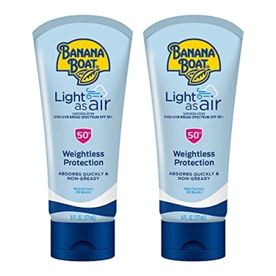 Afbeelding van Banaan Boot Licht Als Air Reef Vriendelijke Brede Spectrum Zon Bescherming Lotion SPF 50 6oz Twin Pack