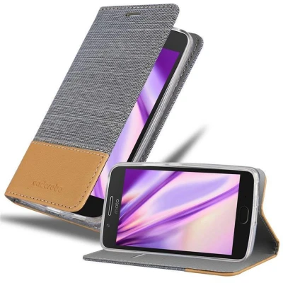 Afbeelding van Cadorabo Hoesje geschikt voor Motorola MOTO G5 PLUS in LICHTGRIJS BRUIN Beschermhoes met magnetische sluiting, standfunctie en kaartvakje Book Case Cover Etui