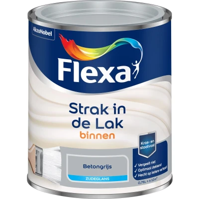 Afbeelding van flexa strak in de lak binnenlak zijdeglans betongrijs 0.75 ltr