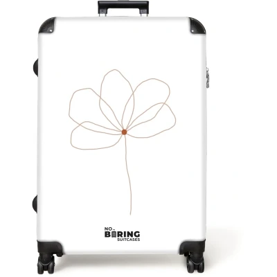 Afbeelding van NoBoringSuitcases.com® Koffer groot Reiskoffer lichtgewicht Bloem Abstract Bruin Kunst Rolkoffer met 4 wielen Grote trolley XL 98 liter bagage