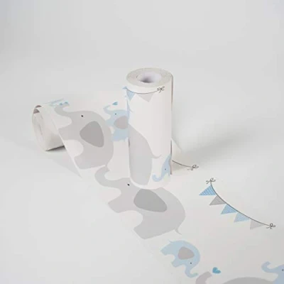 Afbeelding van FEESTENDE OLIFANTEN BEHANGRAND Zelfklevend blauw grijs A.S. Création Only Borders 11