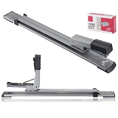 Afbeelding van JIUJ Heavy Duty Nietmachine Lange arm Standaard Nietjes Speciale A3 Middennaad Grote verlenging Kantoorbenodigdheden Gemakkelijk Zilver