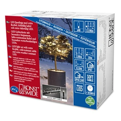Afbeelding van KONSTSMIDE Led lichtsnoer Kerstversiering buiten Micro ledlichtsnoer, dubbel geïsoleerd/bekleed, 40 warmwitte dioden (1 stuk)