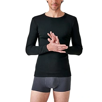 Afbeelding van Damart T shirt met ronde hals, klassiek mesh, thermolactyl, Zwart, 4XL
