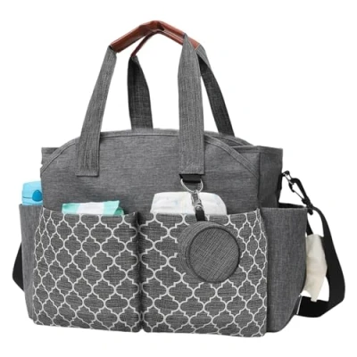 Afbeelding van Luiertas voor baby&#039;s, schouderriem, luiertas, reizen, grijs, draagbaar, waterdicht, grote capaciteit