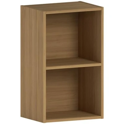 Afbeelding van Vida Designs Oxford 2 Tier Cube Boekenkast, Eiken Houten Rekken Display Opslag Unit Kantoor Woonkamer Meubels