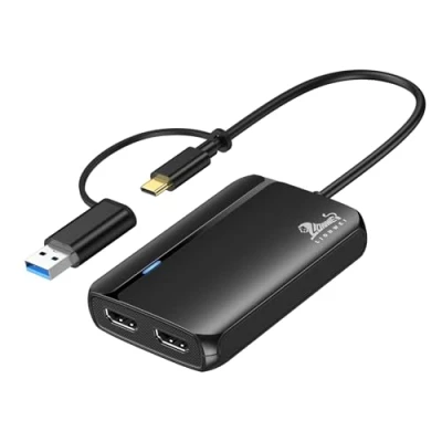 Afbeelding van USB 3.0 of C naar Dual HDMI Adapter voor MacBook Pro/Air 2 monitoren met 4K@30Hz &amp; 1080P@60Hz Splitter Mac en Windows, Thunderbolt 3/4, Lenovo, Thinkpad