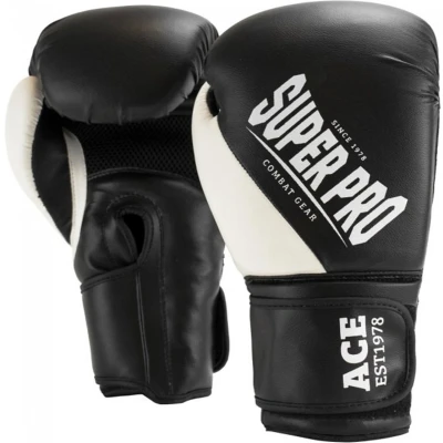 Afbeelding van Super Pro Combat Gear ACE (kick)bokshandschoenen Zwart/Wit 6oz