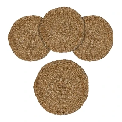 Afbeelding van placemats van zeegras en waterhyacint, 38 cm, set 4, ronde natuurlijke materialen, tafelmat, placemat, tafelonderlegger, rond, natuur, afwasbaar, duurzaam