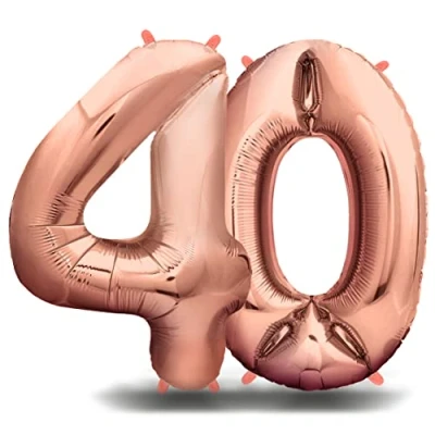 Afbeelding van Envami Luchtballon voor verjaardag, roségoud, 101 cm ballon getal, decoratieset meisjes, Happy Birthday decoratie, luchtballon, vlinderdas dankzij helium