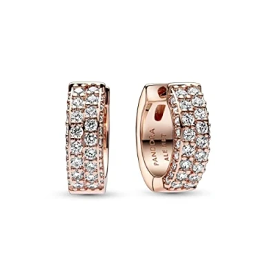 Afbeelding van Pandora 282622C01 Oorringen Timeless Pave Double Row zilver zirconia