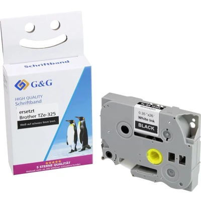 Afbeelding van G&amp;G Labeltape Tapekleur: Zwart Tekstkleur: Wit 9 mm 8 m