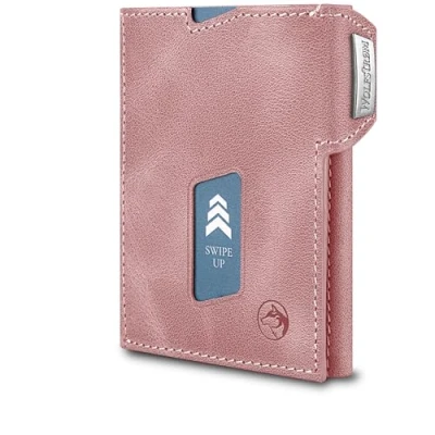 Afbeelding van Wolfstrøm Slim Wallet &#039;Ludvig&#039; Mini portemonnee voor heren, klein, met muntvak, RFID blocker, kleine dames en creditcardhouder, roze, (09) Rosé,