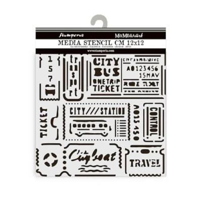 Afbeelding van Stamperia Dikke stencils voor plakboeken, albums, kaarten, bullet journals en meer, flexibel materiaal, gemakkelijk te reinigen, perfect hobby&#039;s, ambachten geschenken (soort reizen, tickets)