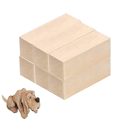 Afbeelding van TSKDKIT 6 stuks grote houtblokken voor houtsnijwerk, onafgewerkte van zacht hout het snijden beginners, hobby&#039;s en professionals (15 x 5 cm)