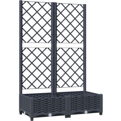 Afbeelding van vidaXL Plantenbak met latwerk 80x40x121,5 cm polypropeen donkergrijs