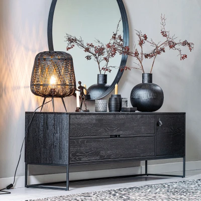 Afbeelding van Woood Silas tv meubel essen blacknight 180cm Hout