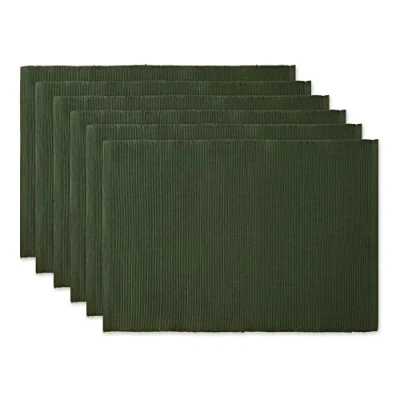 Afbeelding van DII Basic Everyday geribbeld tafelblad 100% katoen, placematset, 13x19, donkergroen, 6 delig