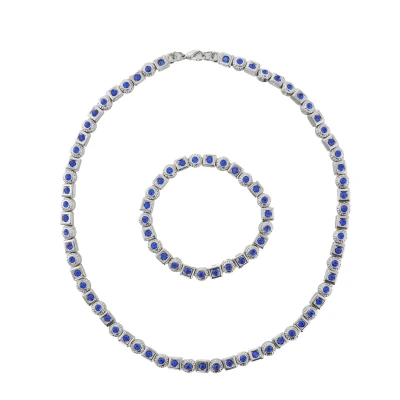 Afbeelding van Behave Klassieke Ketting en Armband Set met Blauwe Stenen