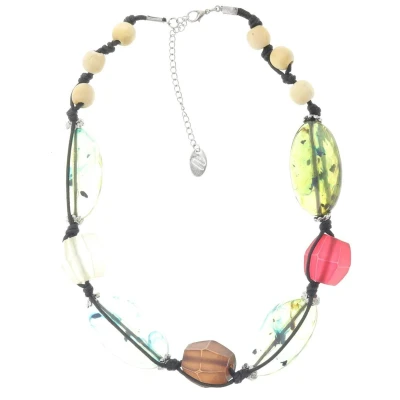 Afbeelding van Behave Ketting artistiek multi kleur acryl kralen 48 cm