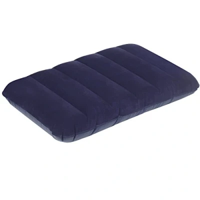 Afbeelding van TRIXES Groot marineblauw opblaasbaar kussen opblaaskussen voor reizen en kamperen zacht comfortabel
