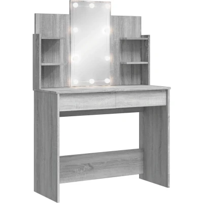 Afbeelding van vidaXL Kaptafel met LED verlichting 96x40x142 cm grijs sonoma