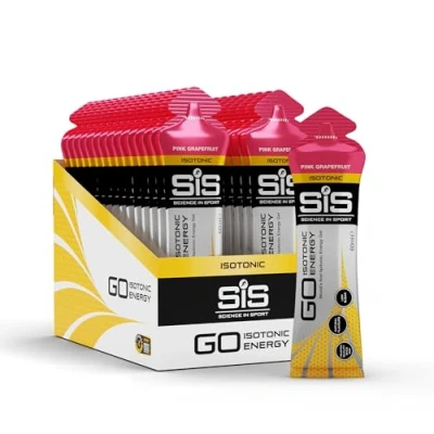 Afbeelding van Science in Sport GO isotone Energy Gel 30 x 60ml Roze grapefruit, Vegan formule met 22g koolhydraten, Optimaal alternatief voor dranken
