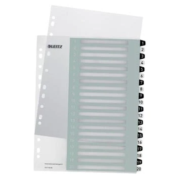 Afbeelding van Leitz WOW printbare index, 20 tabs, zwart wit tabbladen