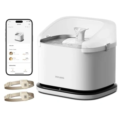 Afbeelding van PETLIBRO Kattenfontein, RFID huisdieridentificatie, drinkfontein voor katten, 3 liter, dockstream app bewaking, kattendrinkfontein, meerdere huisdieren, hydratatiebewaking, met halsband, 2,4 GHz wifi