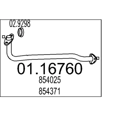 Afbeelding van MTS 01.16760 Uitlaatpijp 1100mm voor middendemper OPEL: Astra F CC