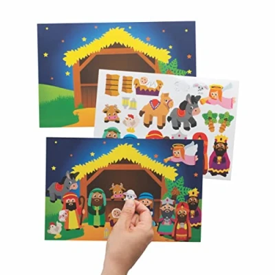 Afbeelding van Baker Ross FC271 Sprookjes Scene sticker Kits Pak van 5, Kinderstickers, Maak je eigen kerstkaarten, ideaal voor feestelijke kunst en ambachtsprojecten