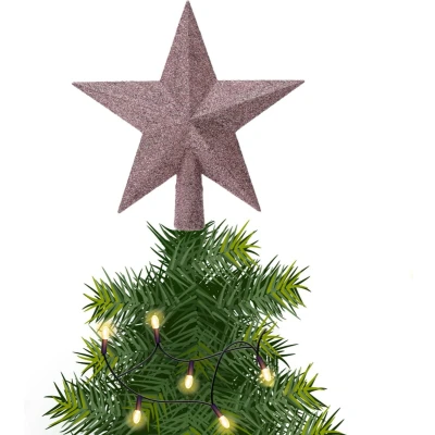 Afbeelding van Decoris kerstboom piek ster lila paars kunststof 19 cm