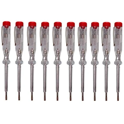 Afbeelding van H + Werkzeug 45200 standaardtester 10 x spanningstester/fasetester tot 250 V GS getest volgens VDE 0680 Made in Germany, transparant/rood, 140 mm
