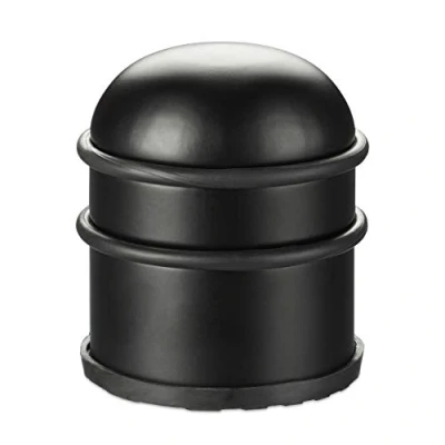 Afbeelding van Relaxdays deurstopper rond deurvastzetter rubber deurstop rvs deurbuffer hoog zwart