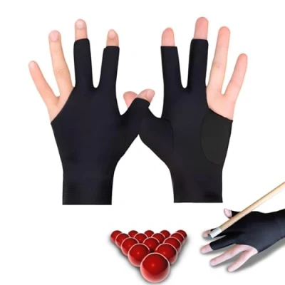 Afbeelding van DALAETUS 2 stuks snooker handschoen, zwembad handschoen linkerhand, antislip biljart 3 vinger handschoenen, spandex accessoires voor man vrouw