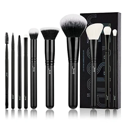 Afbeelding van Jessup make upborstelset 10 delige zwarte Professioneel met natuurlijk synthetisch haar voor Foundation Blending Blush Concealer Oogschaduw Wenkbrauw Eyeliner, T323